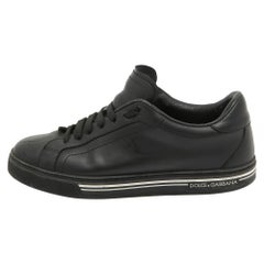 Dolce 
Gabbana Black Leather Low Top Sneakers Size 41