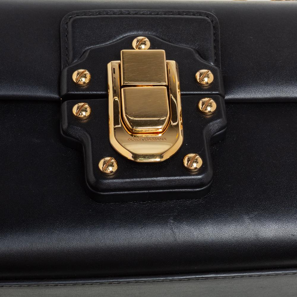 Dolce & Gabbana Black Leather Lucia Chain Shoulder Bag 8