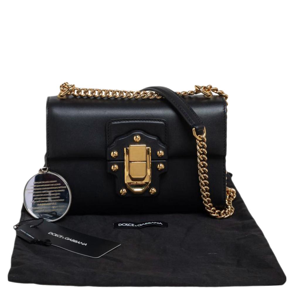 Dolce & Gabbana Black Leather Lucia Chain Shoulder Bag 9