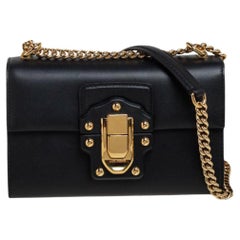 Dolce & Gabbana Black Leather Lucia Chain Shoulder Bag