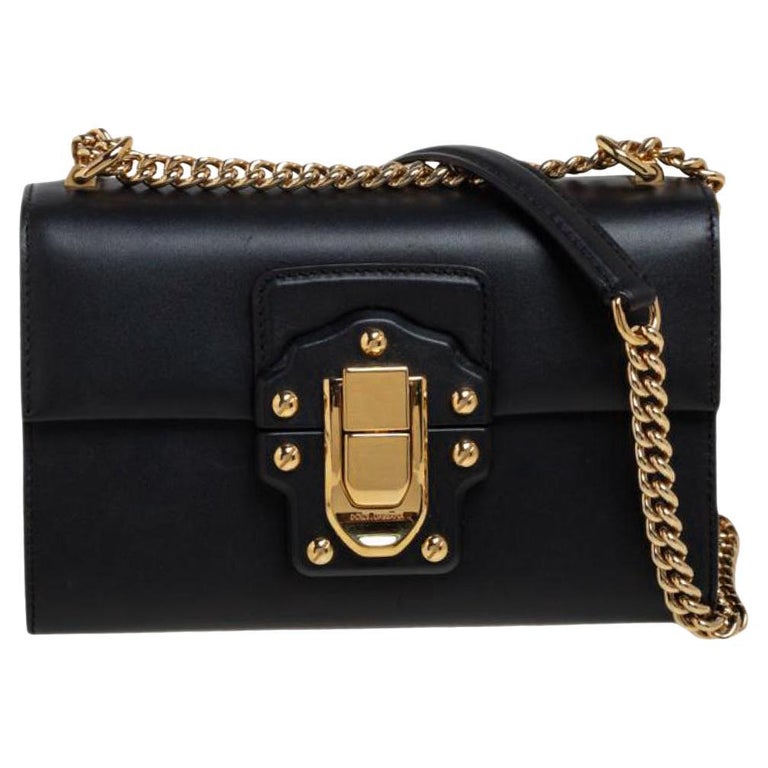 Dolce & Gabbana Black Leather Pearl Chain Bag Accessory Shoulder Strap