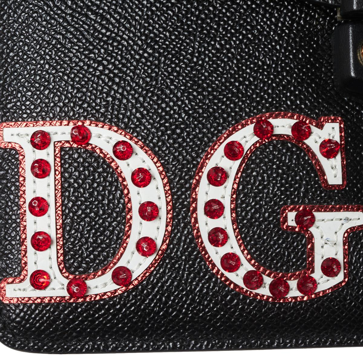 Dolce & Gabbana Black Leather Lucia Embellished Shoulder Bag 5