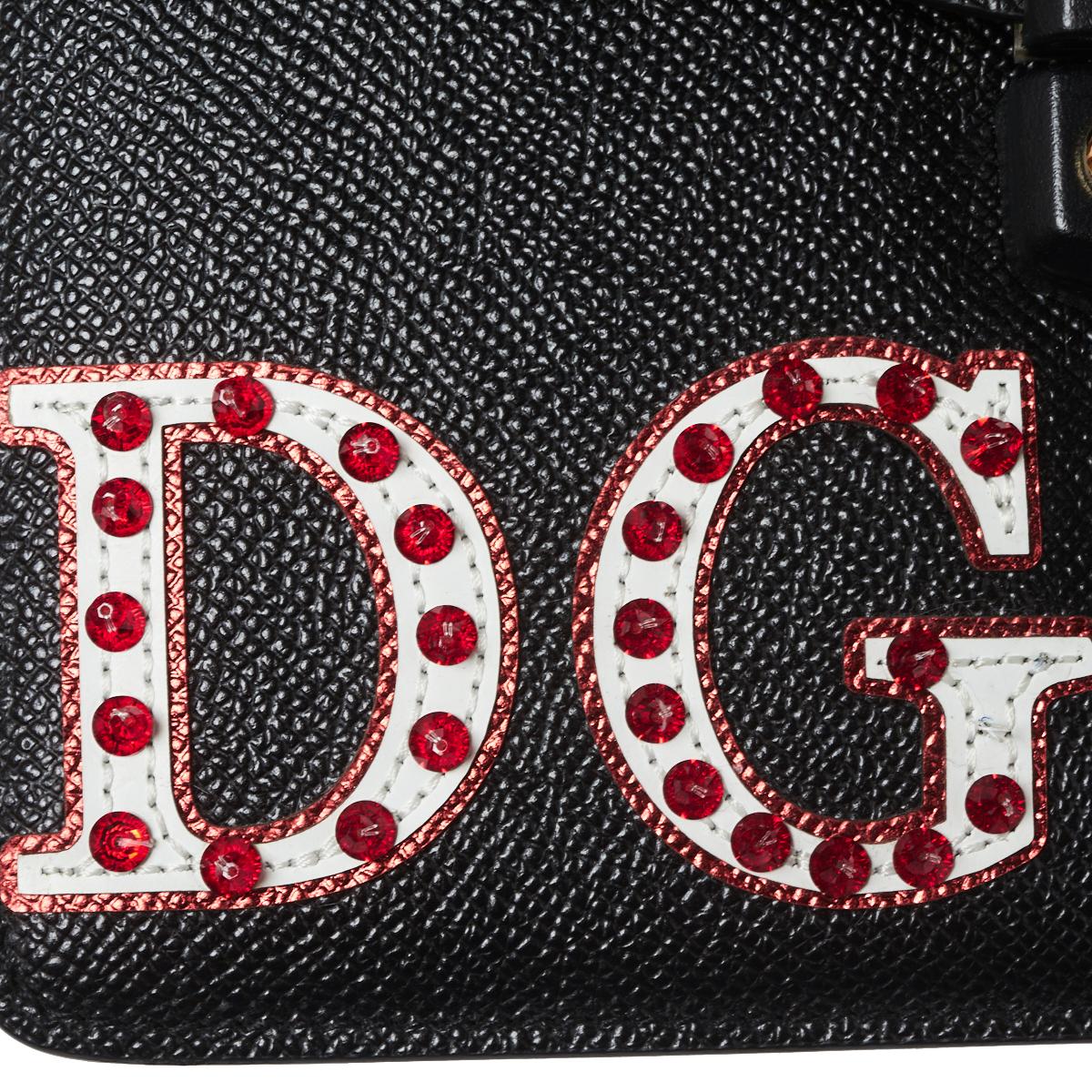 Dolce & Gabbana Black Leather Lucia Embellished Shoulder Bag 9