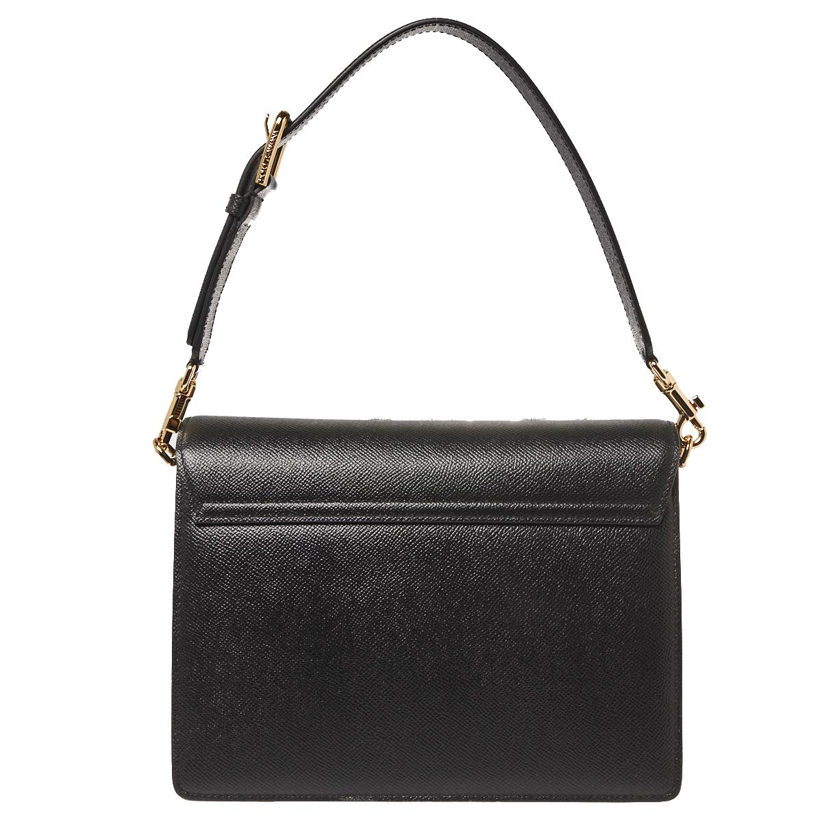 Women's Dolce & Gabbana Black Leather Lucia Embellished Shoulder Bag