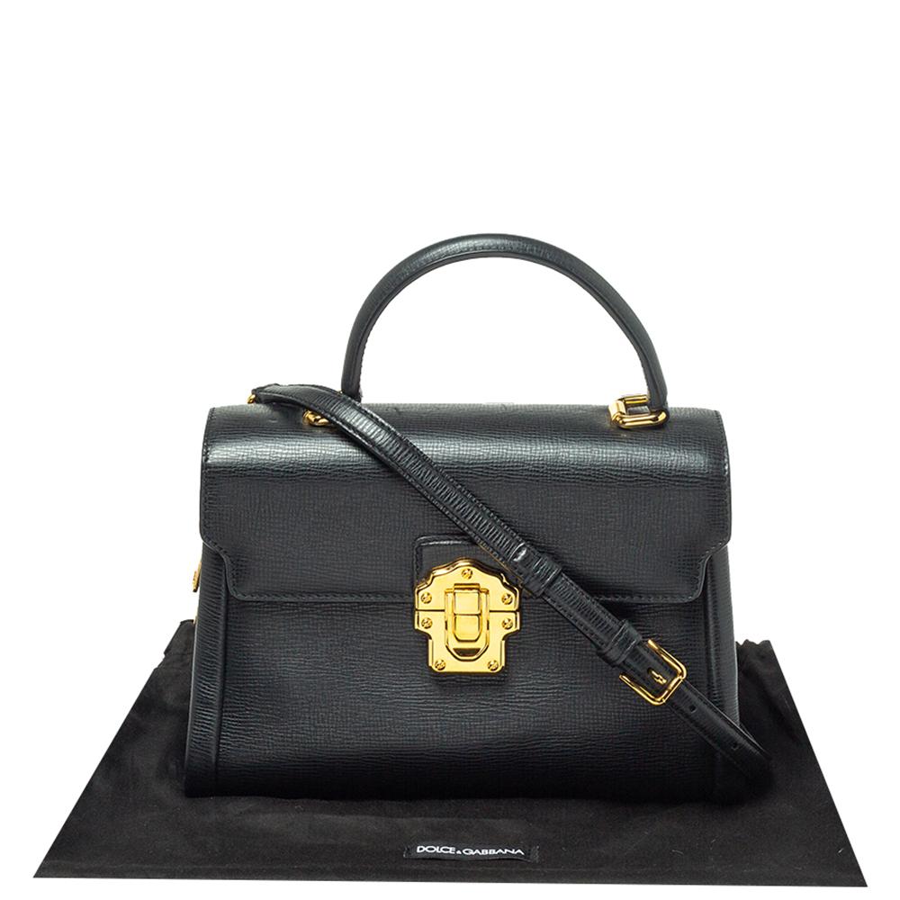 Dolce & Gabbana Black Leather Lucia Top Handle Bag 8