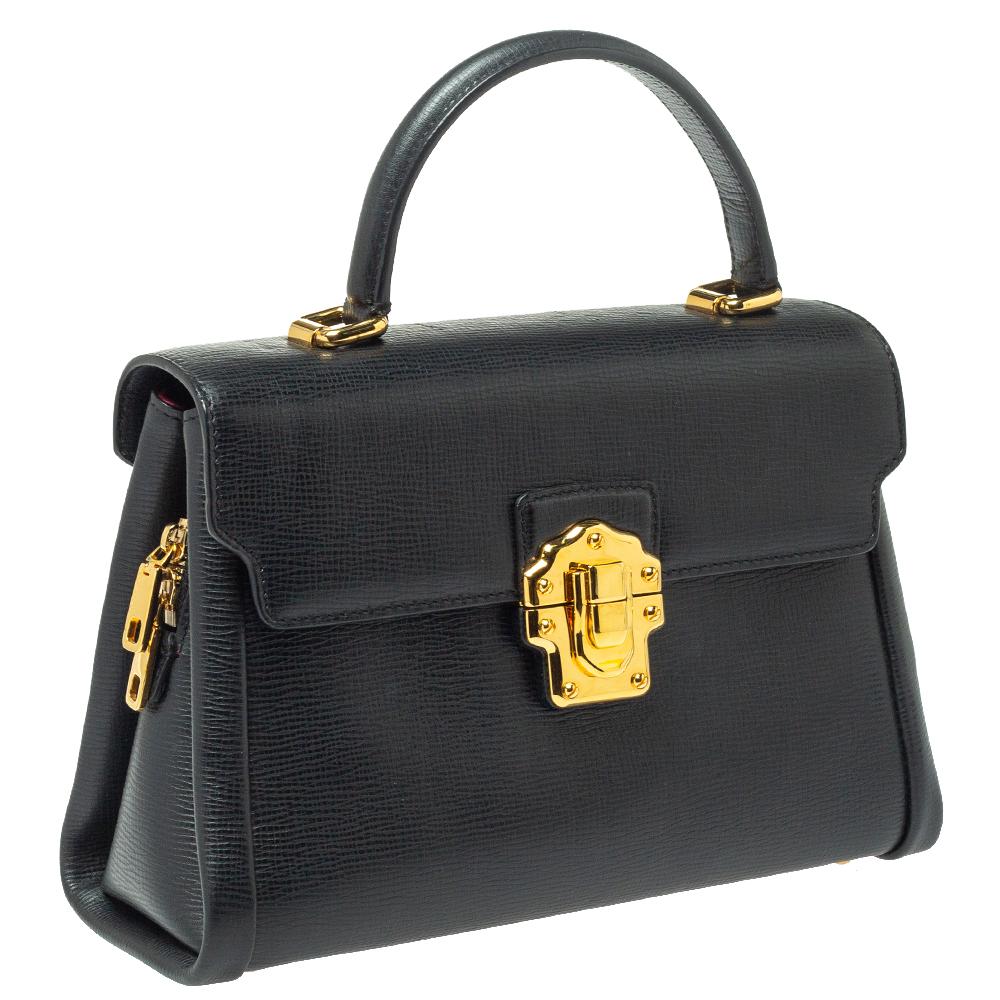 Women's Dolce & Gabbana Black Leather Lucia Top Handle Bag
