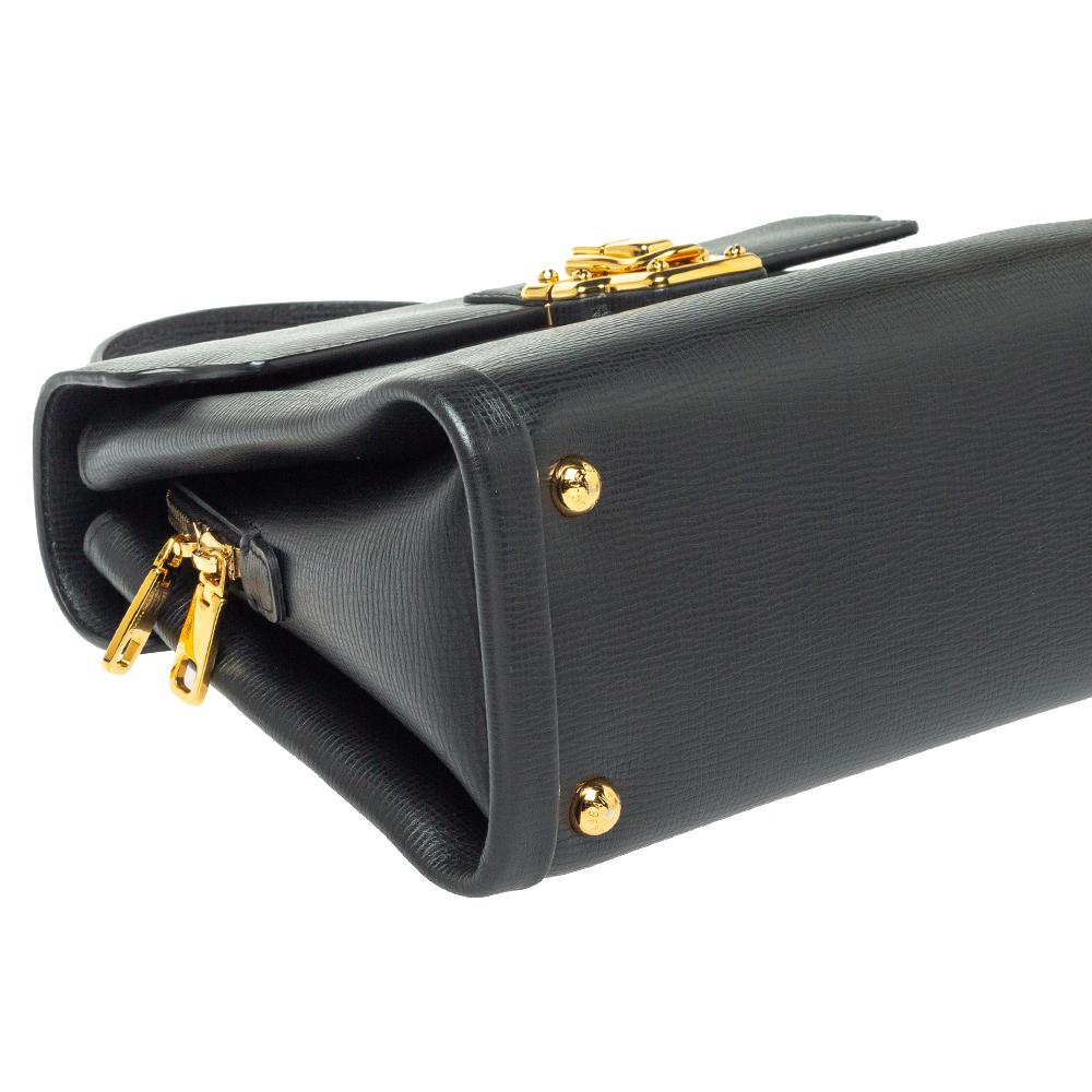 Dolce & Gabbana Black Leather Lucia Top Handle Bag In Good Condition In Dubai, Al Qouz 2