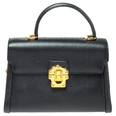 Dolce & Gabbana Black Leather Lucia Top Handle Bag