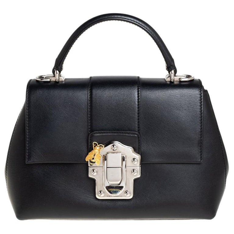 Dolce and Gabbana Black Leather Lucia Top Handle Bag at 1stDibs