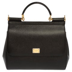 Dolce & Gabbana Black Leather Medium Miss Sicily Bag