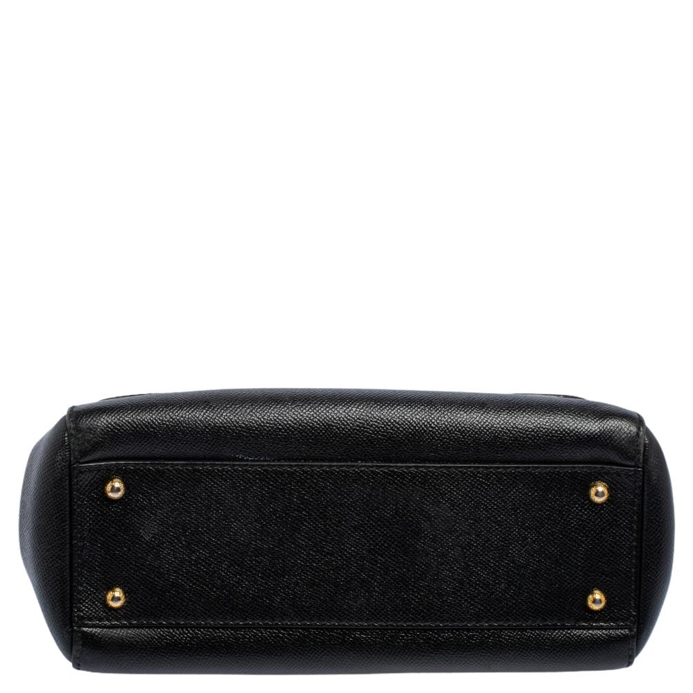 Dolce & Gabbana Black Leather Medium Miss Sicily Top Handle Bag 7