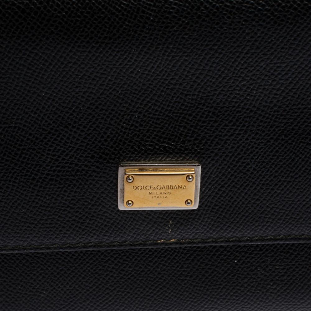 Dolce & Gabbana Black Leather Medium Miss Sicily Top Handle Bag 1