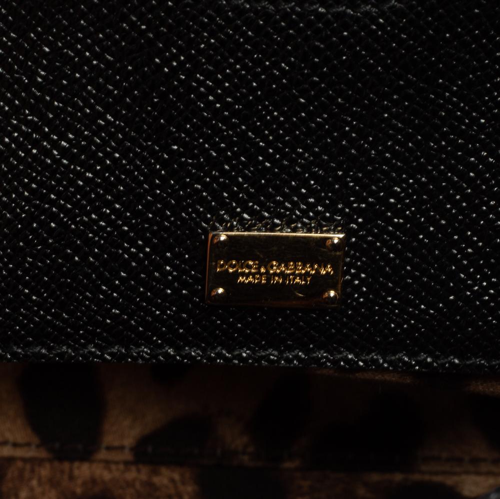 Dolce & Gabbana Black Leather Medium Miss Sicily Top Handle Bag 3