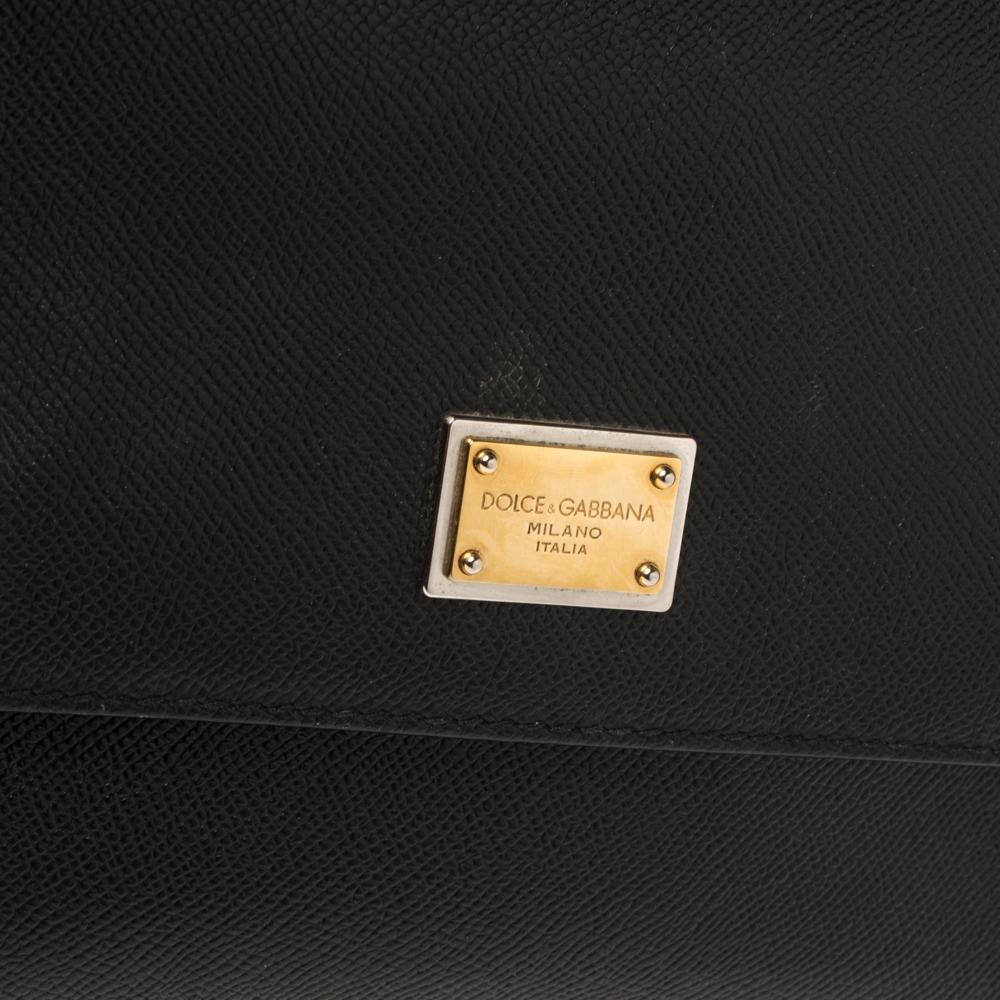 Dolce & Gabbana Black Leather Medium Miss Sicily Top Handle Bag 3