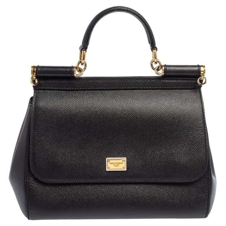 Dolce & Gabbana Sicily Women's Leather Handbag,Shoulder Bag Black
