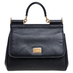 Dolce & Gabbana Schwarze Ledertasche Medium Miss Sicily Henkeltasche