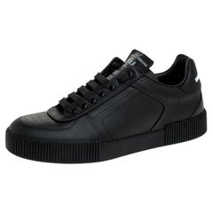 Dolce & Gabbana Black Leather Miami Logo Trainer Sneakers Size 41