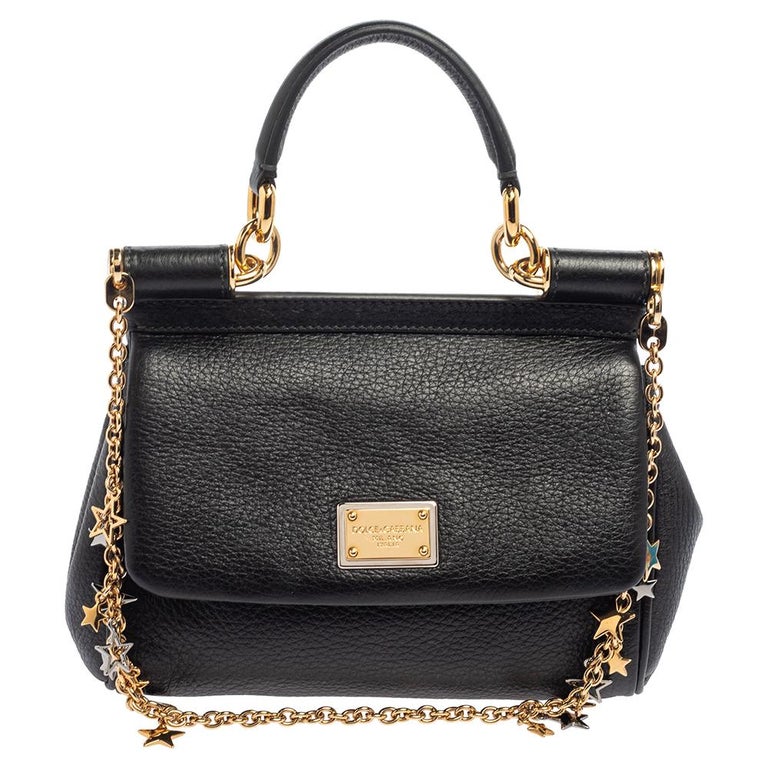 Dolce and Gabbana Black Leather Mini Miss Sicily Belt Bag at 1stDibs