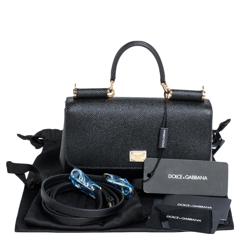 Dolce & Gabbana Schwarzes Leder Mini Miss Sicily Top Handle Bag 7
