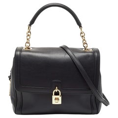 Dolce & Gabbana Black Leather Miss Dolce Top Handle Bag
