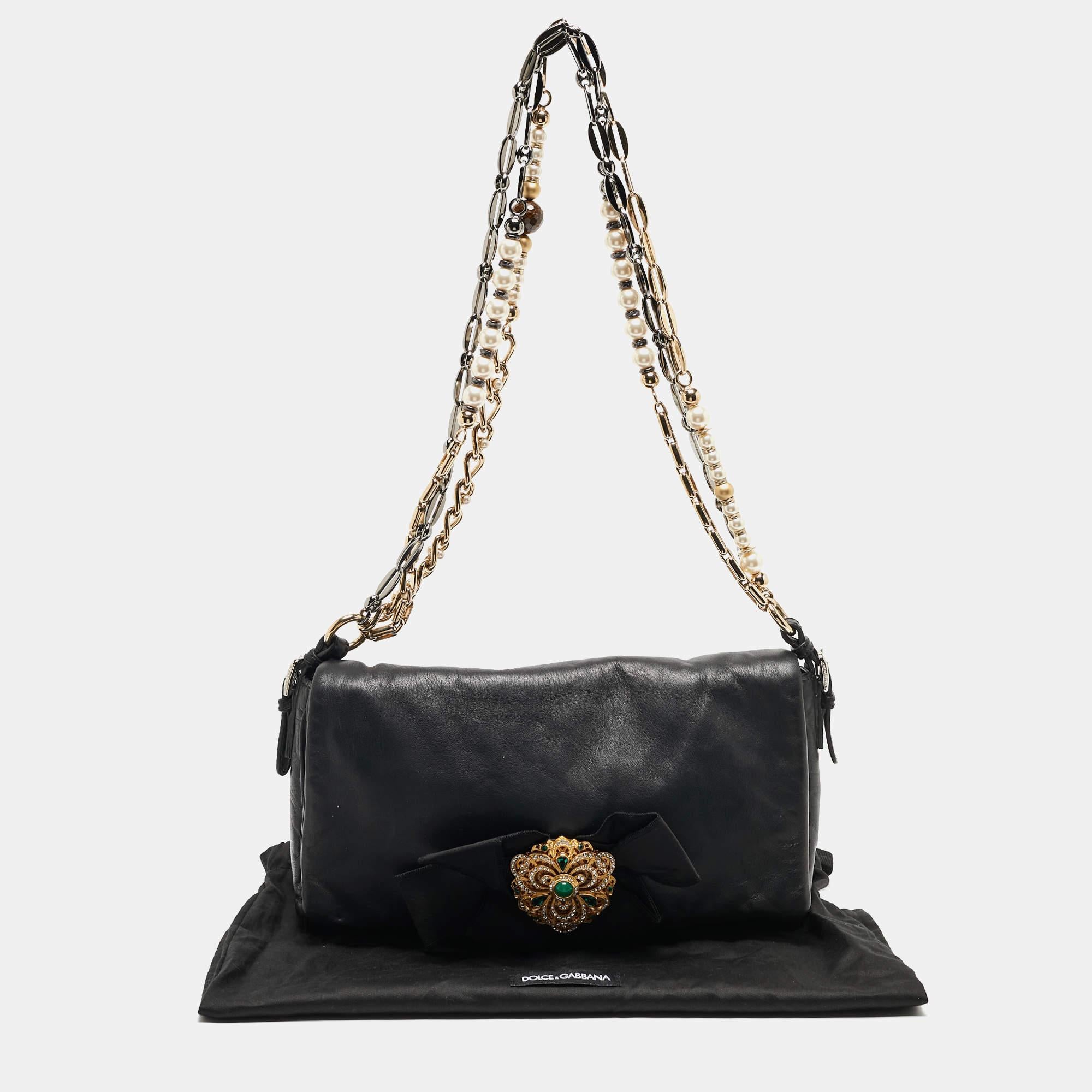 Dolce & Gabbana Miss Duchessa Tasche aus schwarzem Leder im Angebot 3