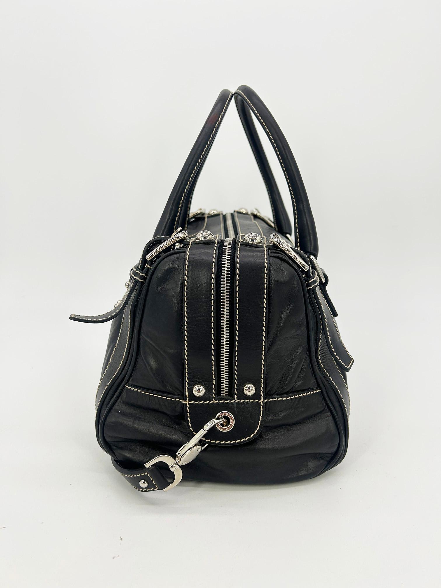 Dolce & Gabbana Black Leather Miss Easy Way Shoulder Bag Tote For Sale 1