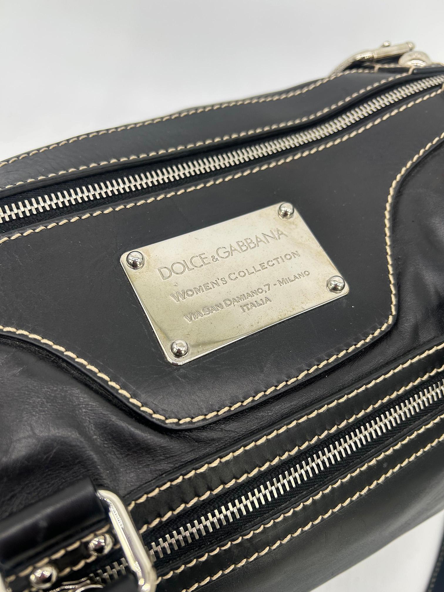Dolce & Gabbana Black Leather Miss Easy Way Shoulder Bag Tote For Sale 2