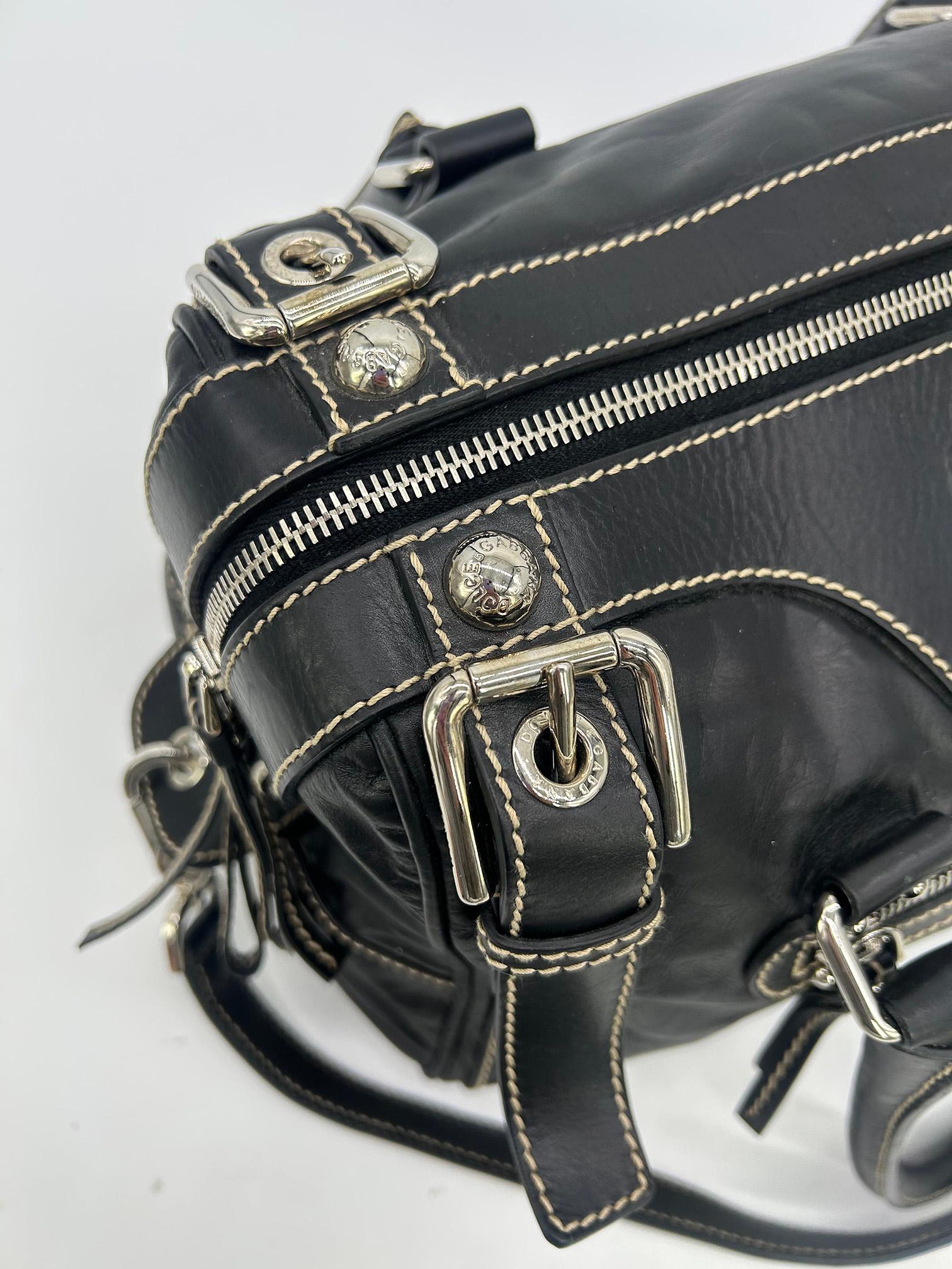 Dolce & Gabbana Black Leather Miss Easy Way Shoulder Bag Tote For Sale 4