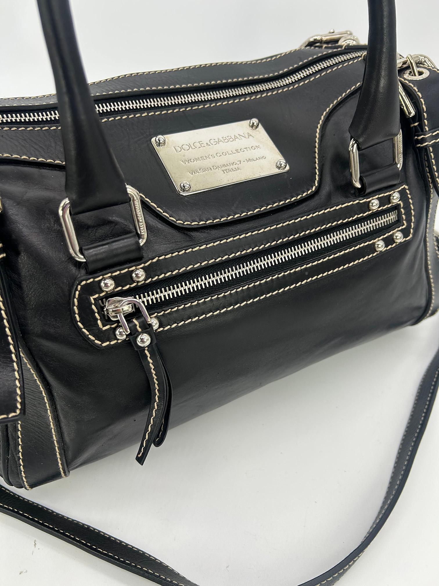 Dolce & Gabbana Black Leather Miss Easy Way Shoulder Bag Tote For Sale 5