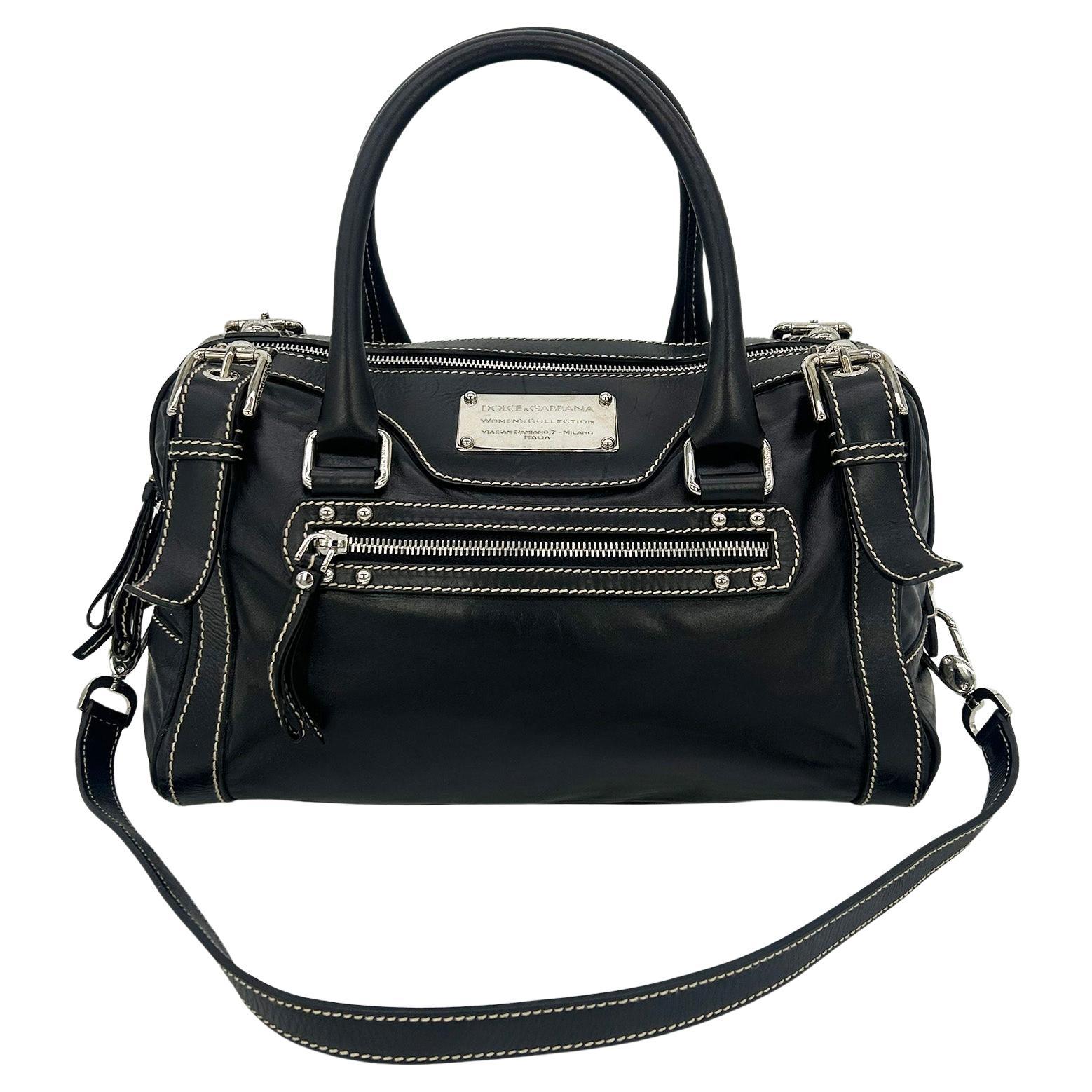 Dolce & Gabbana Black Leather Miss Easy Way Shoulder Bag Tote