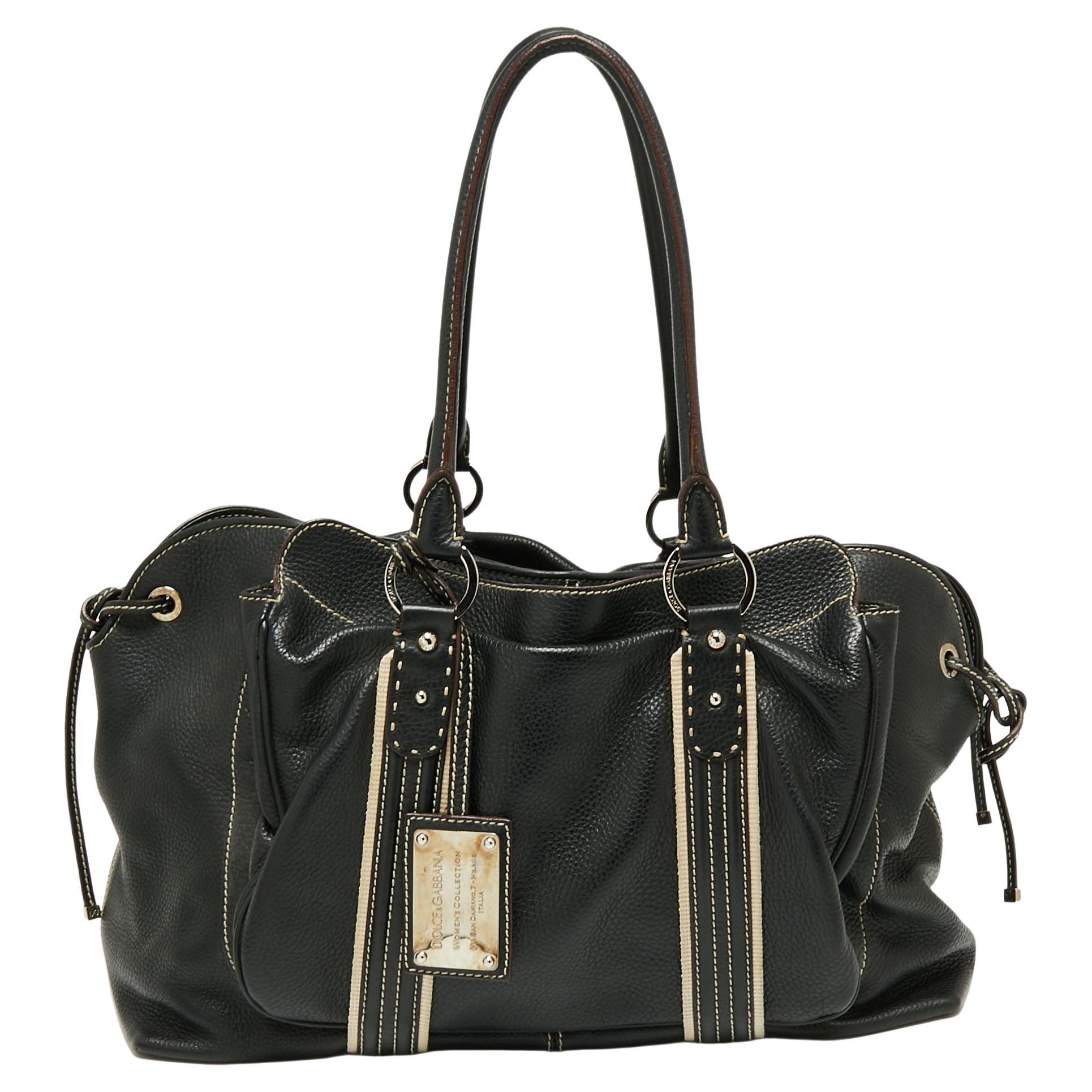 Dolce and Gabbana Black Leather Miss Lug Satchel For Sale at 1stDibs