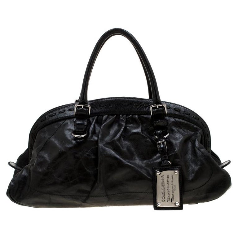 Dolce and Gabbana Black Leather Miss Romantique Satchel For Sale at 1stDibs