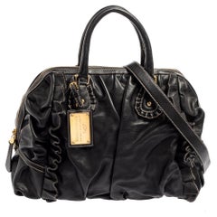Dolce & Gabbana Black Leather Miss Rouche Satchel