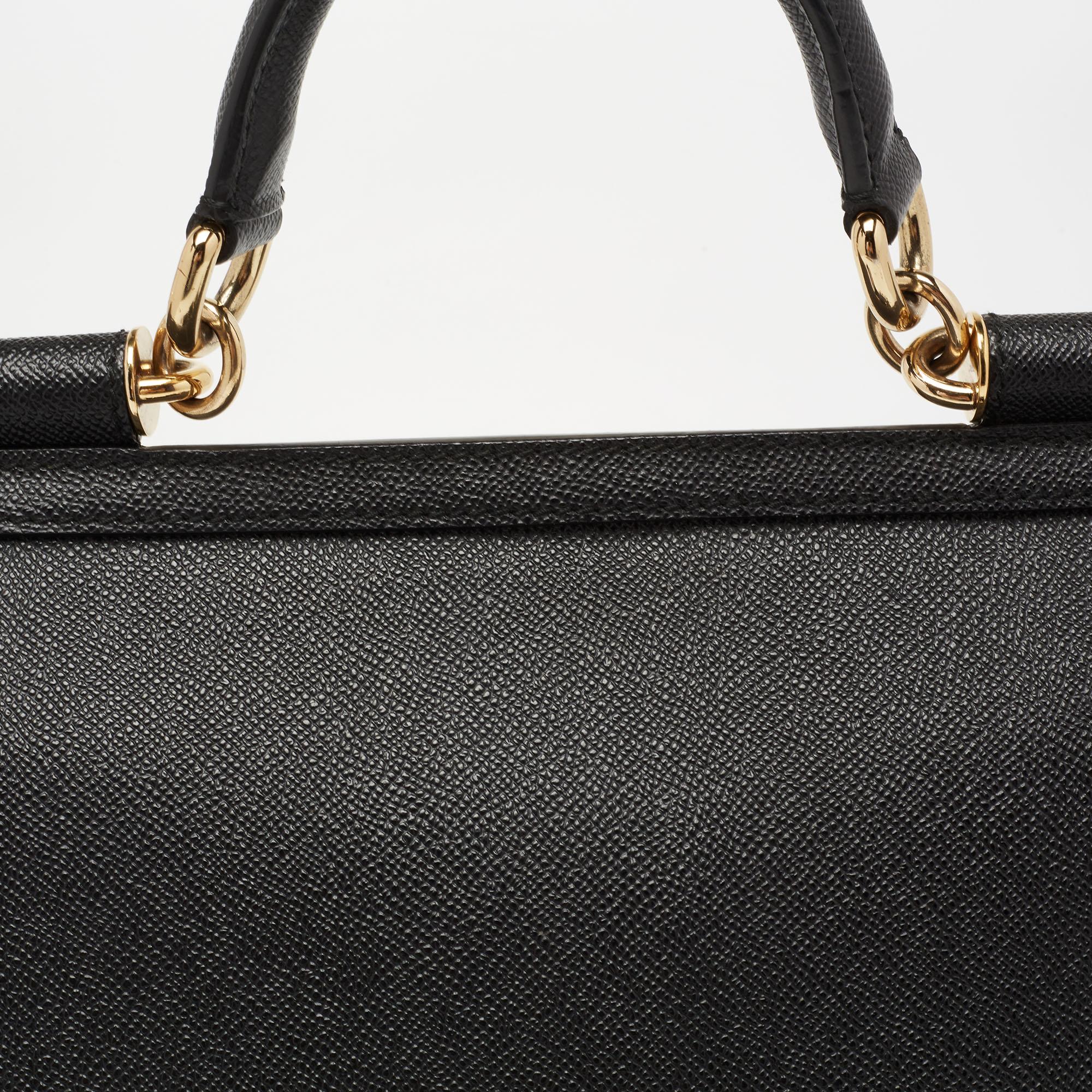 Women's Dolce & Gabbana Black Leather Miss Sicily Top Handle Bag