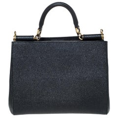 Dolce & Gabbana Black Leather Miss Sicily Top Handle Bag