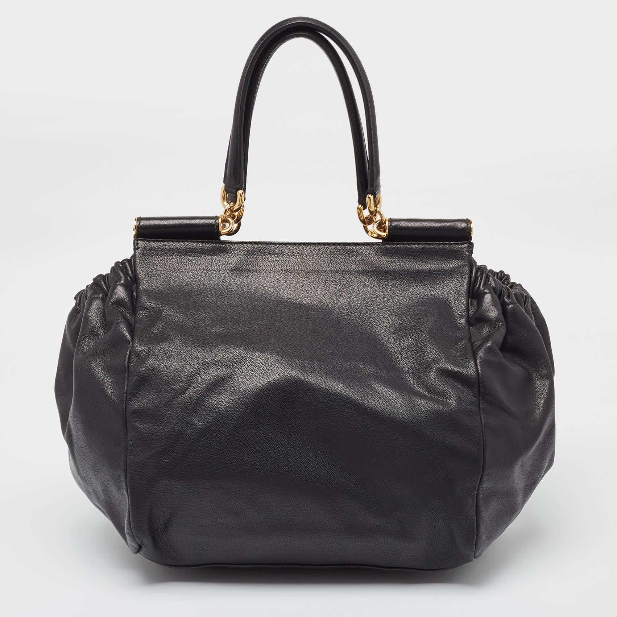 Women's Dolce & Gabbana Black Leather Miss Sicily Tote