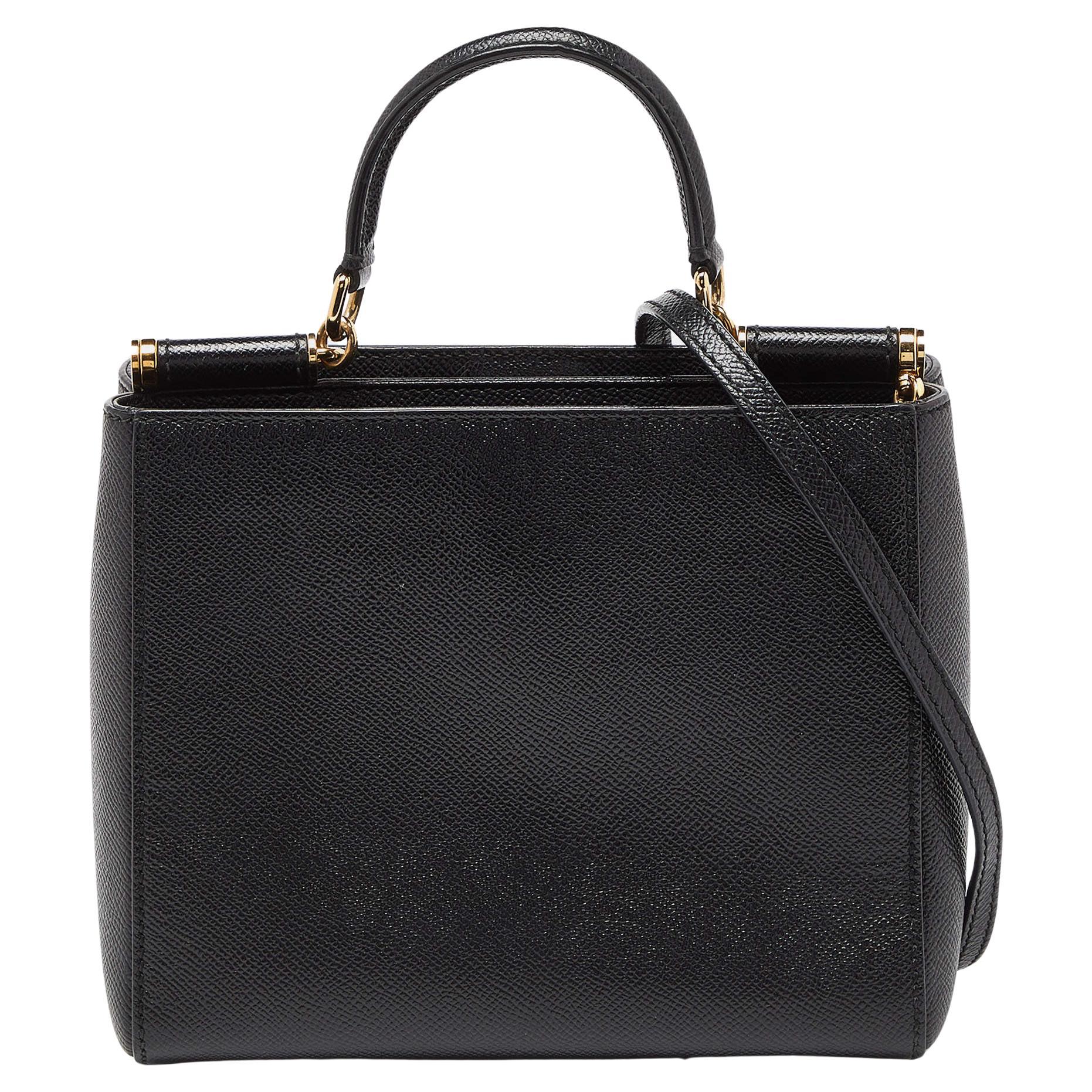 Dolce & Gabbana Black Leather Miss Sicily Tote For Sale