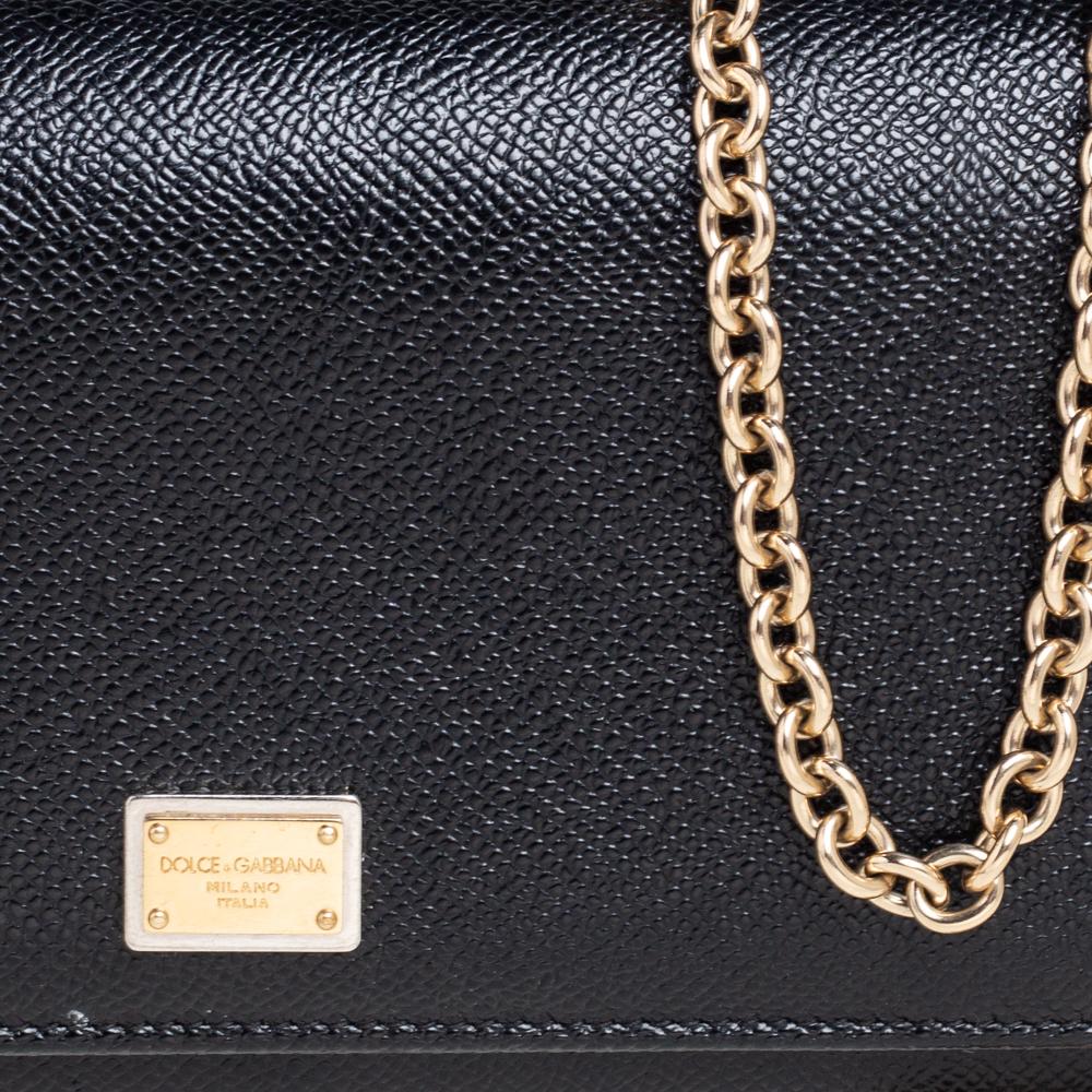 Dolce & Gabbana Black Leather Miss Sicily Von Wallet on Chain 2