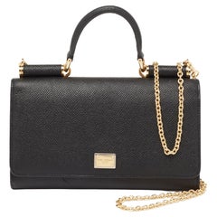 Dolce & Gabbana Black Leather Miss Sicily Wallet on Chain