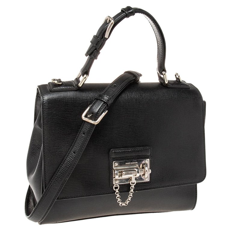 Dolce and Gabbana Black Leather Monica Top Handle Bag For Sale at 1stDibs