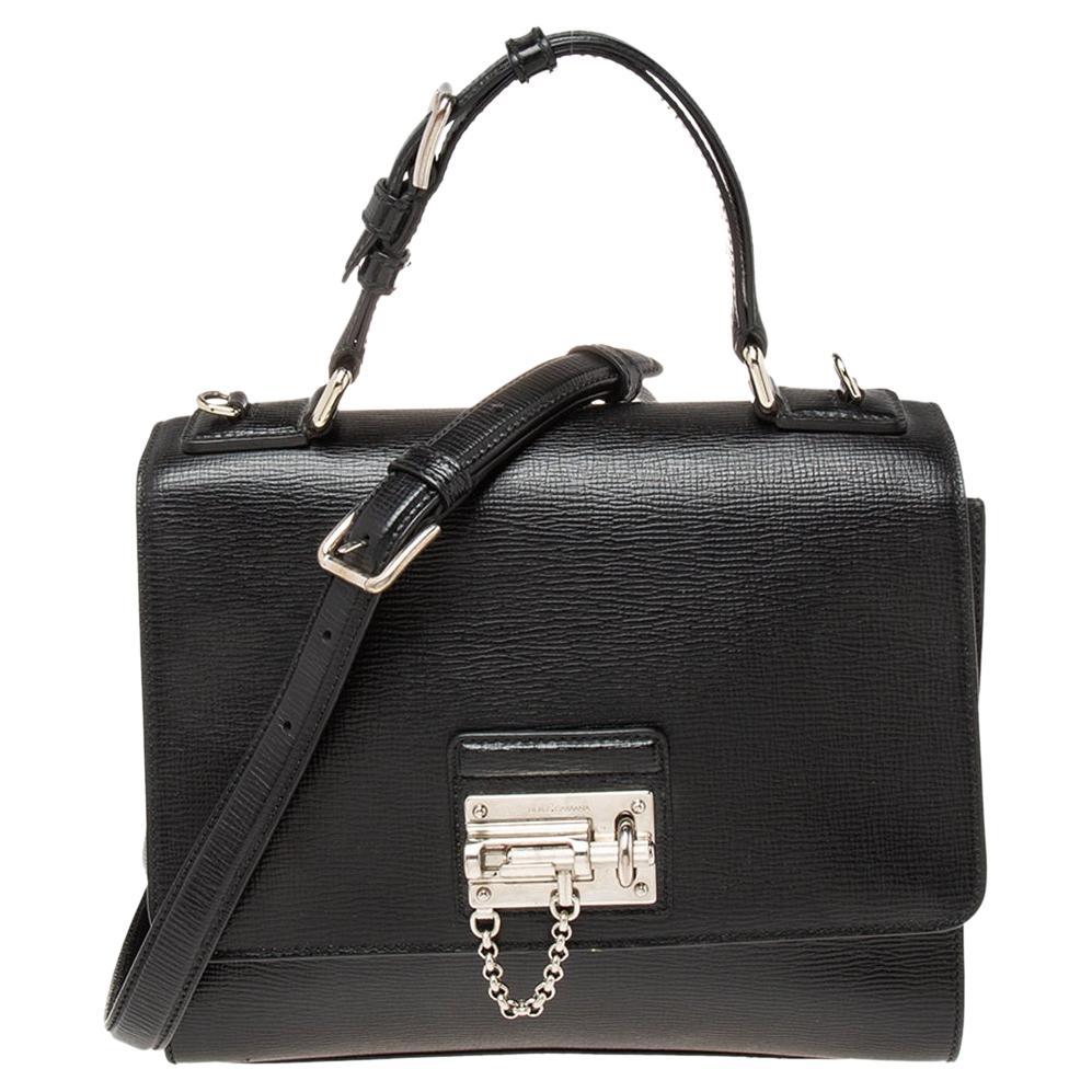 Dolce & Gabbana Black Leather Monica Top Handle Bag