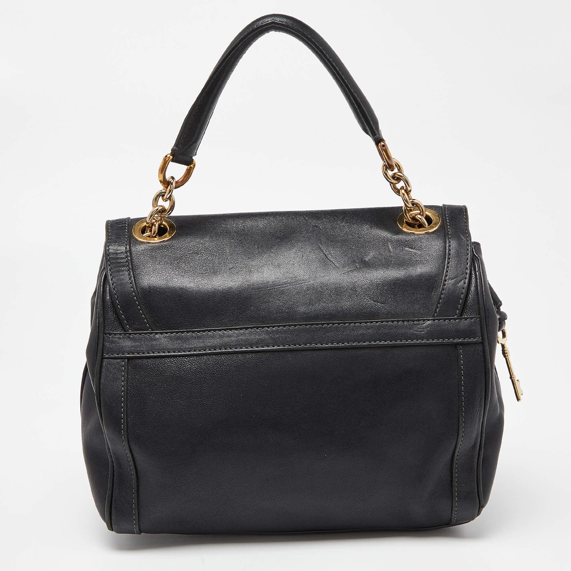 Women's Dolce & Gabbana Black Leather Padlock Top Handle Bag