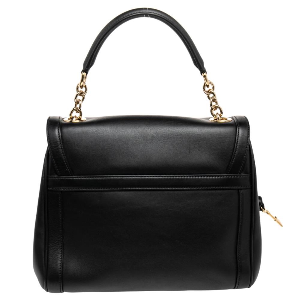 Dolce & Gabbana Black Leather Padlock Top Handle Bag 2