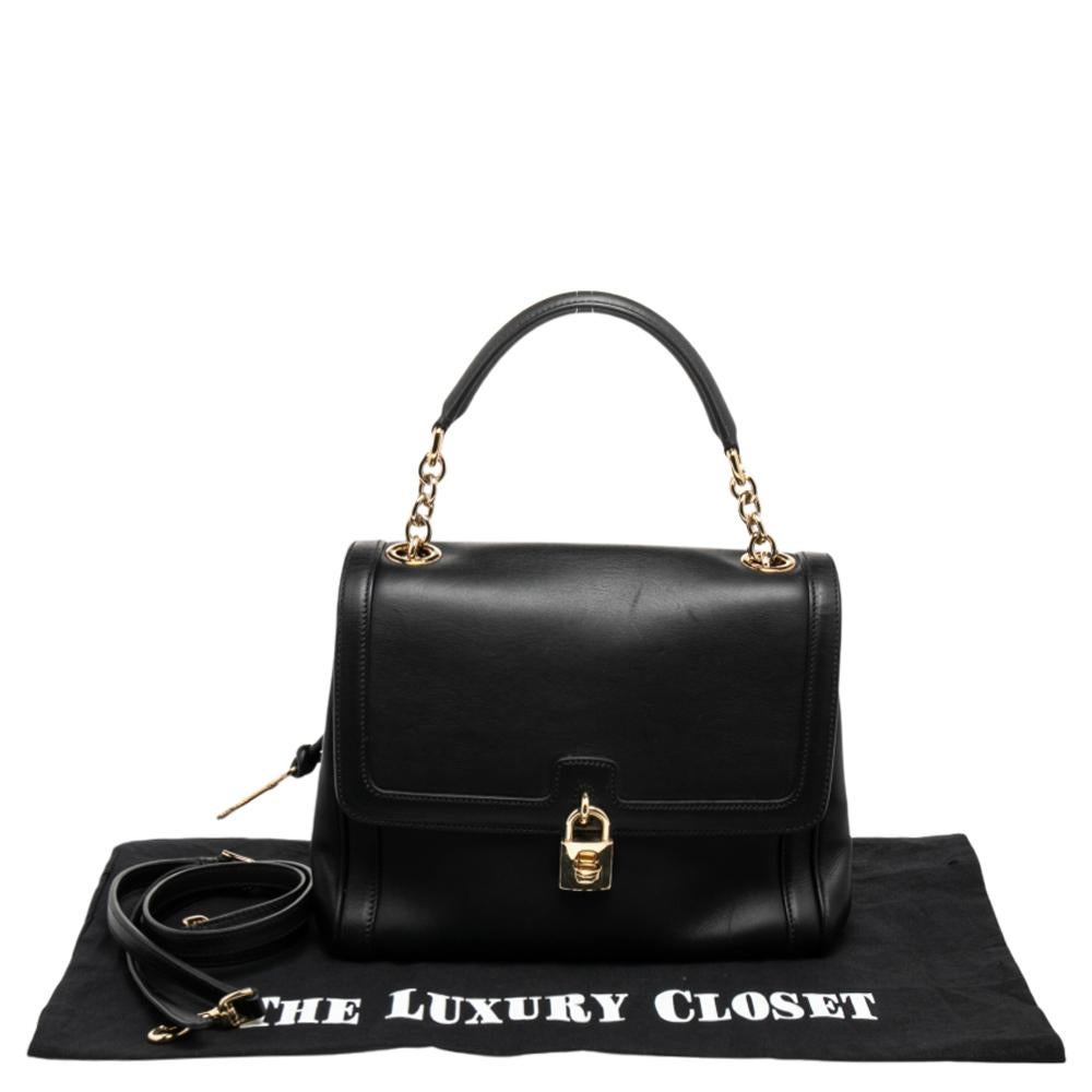 Dolce & Gabbana Black Leather Padlock Top Handle Bag 4
