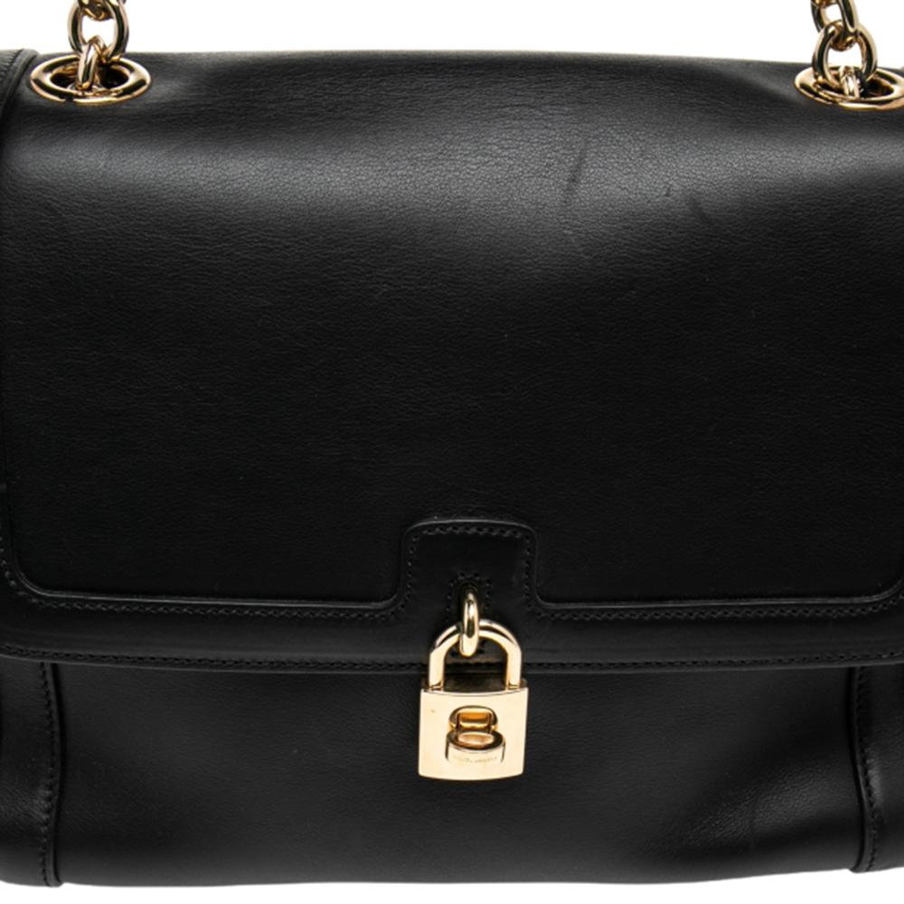 Dolce & Gabbana Black Leather Padlock Top Handle Bag 5