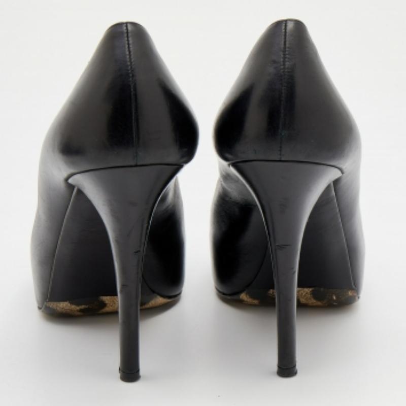 Dolce & Gabbana Escarpins à plateforme en cuir noir Taille 38.5 en vente 2