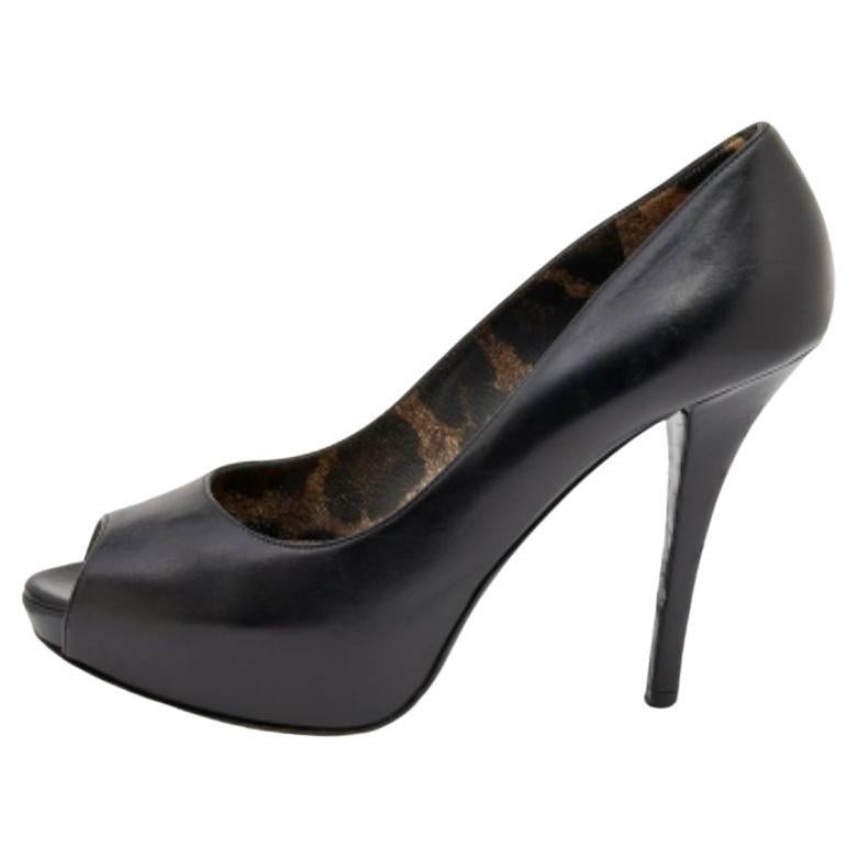 Dolce & Gabbana Escarpins à plateforme en cuir noir Taille 38.5