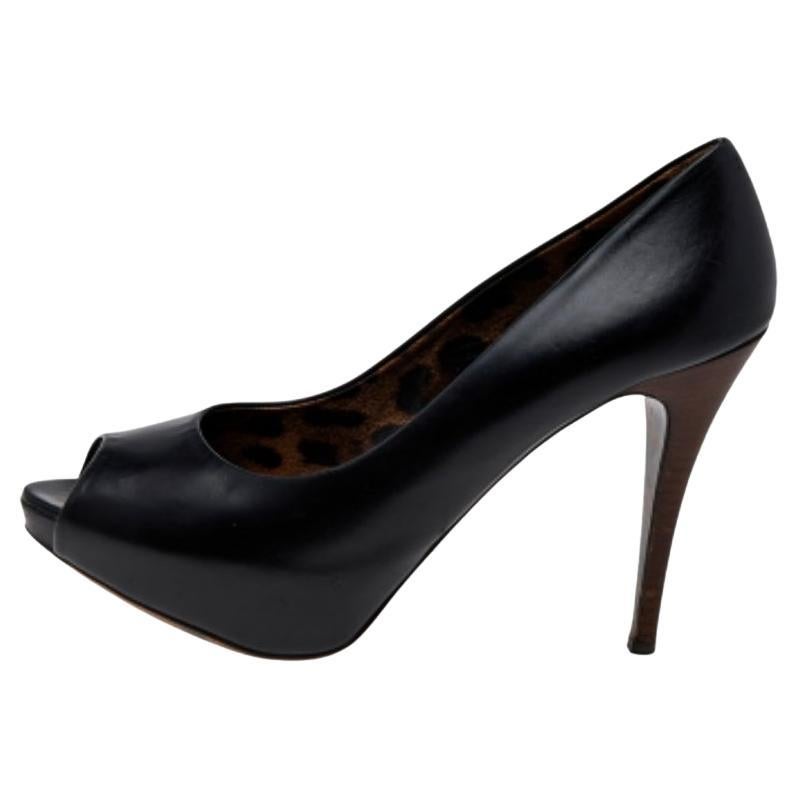 Dolce & Gabbana Escarpins à plateforme en cuir noir Taille 40