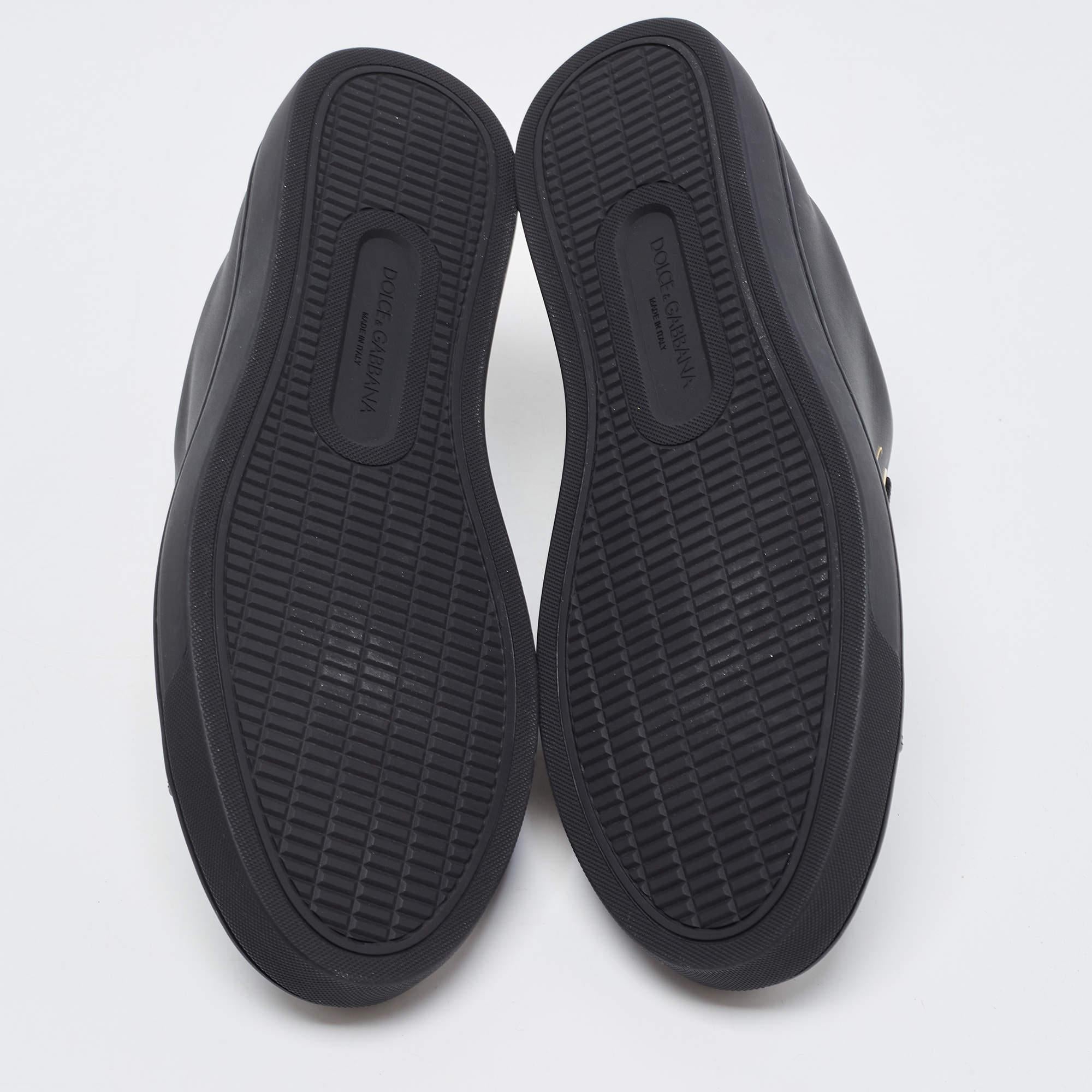 Women's Dolce & Gabbana Black Leather Portofino Low Top Sneakers Size 37.5