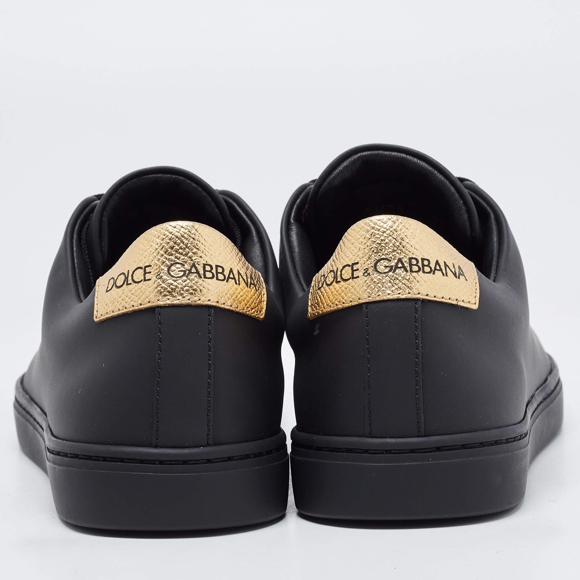 Dolce & Gabbana Black Leather Portofino Low Top Sneakers Size 37.5 4